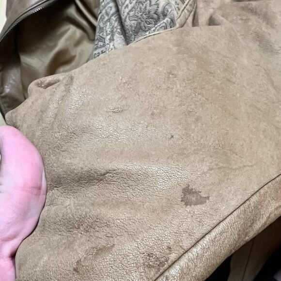 VINTAGE 80s Winlit Patchwork Leather Jacket Size M Western Bomber Jacket Printed - Picture 8 of 8